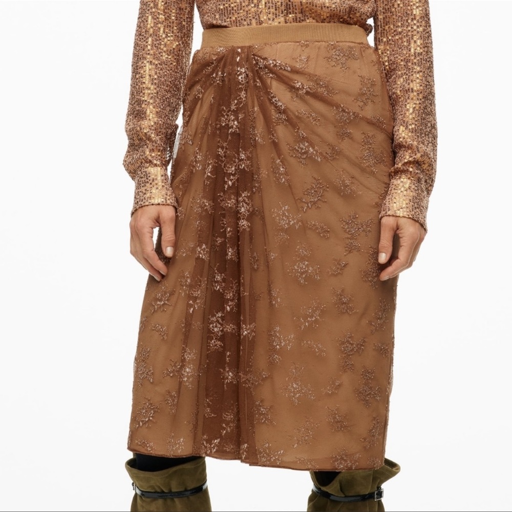 🎁NWT Zara Limited Edition Glitter Effect Midi Skirt